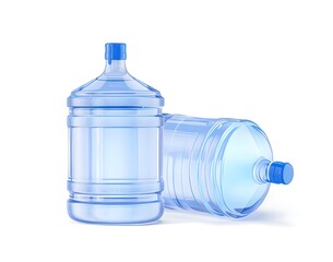 Two large plastic water bottles isolated PNG with Transparent Background