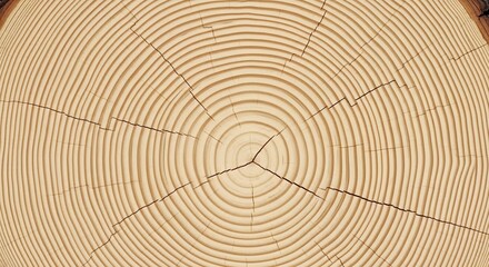 Obraz premium A closeup shot of a tree trunk crosssection exhibiting growth rings and cracks radiating outwards