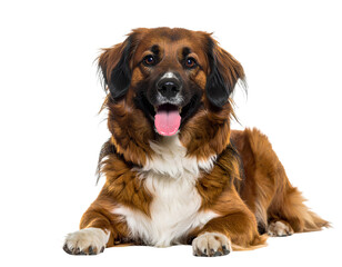 Fototapeta premium Adorable Kooikerhondje Dog Resting on Transparent Background