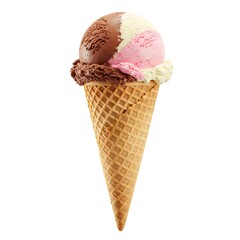 Neapolitan Ice Cream Cone  Chocolate, Strawberry and Vanilla Scoop