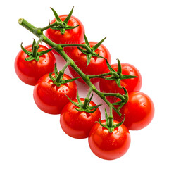Bright red cherry tomatoes on a transparent background