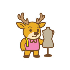 Deer Cartoon Tailor with Dress Form