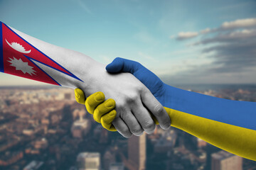 Shaking hands Nepal and_Ukraine