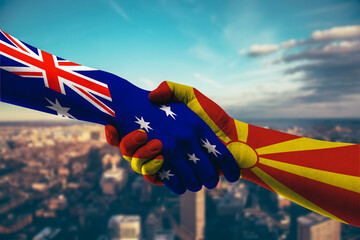 Shaking hands Australia and North Macedonia
