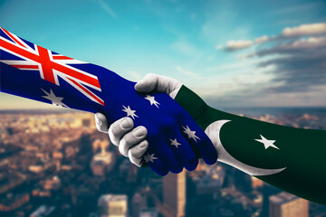 Shaking hands Australia and Pakistan