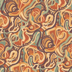 Seamless abstract pattern with swirling lines in earthy brown and beige tones, patern seamless, Stock royalty image.