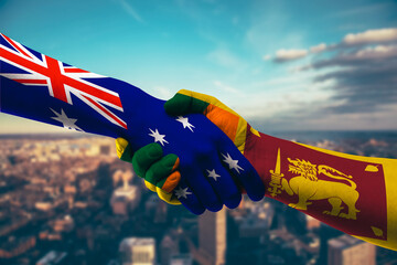 Shaking hands Australia and Sri Lanka
