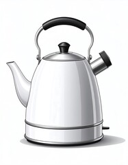 White electric kettle illustration