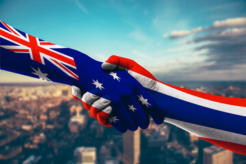 Shaking hands Australia and Thailand
