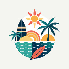 Obraz premium Tropical Vibes: Summer Beach Illustration