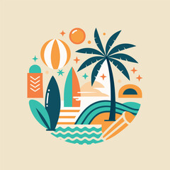 Tropical Vibes: Summer Beach Illustration © ohe