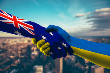 Shaking hands Australia and Ukraine