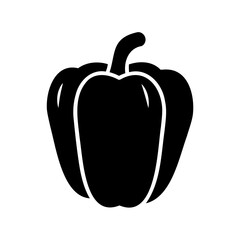 Simple vector illustration of a black bell pepper with a white outline