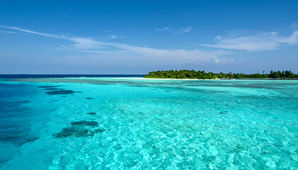 Fototapeta premium Turquoise Waters and Lush Island Paradise A Tropical Getaway Dream