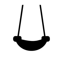 Simple Silhouette of a Swing with Two Ropes and a Seat