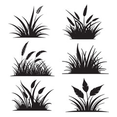 A set or collection of Minimalist Grass Icon for Nature and Eco Branding
