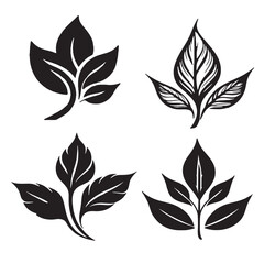 A set or collection of Minimalist small Potted plant or leaf icon
