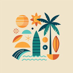 Obraz premium Tropical Vibes: Summer Beach Illustration