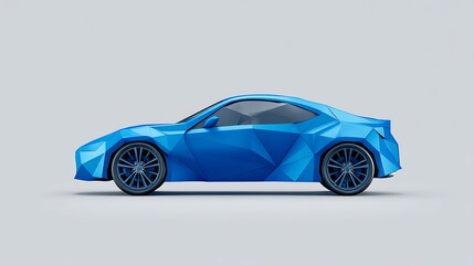 Sleek Ride Vibrant Blue Origami Car