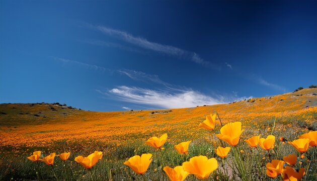 California Tree Poppy Romneya Coulteri Shown Against A Blue Sky Background