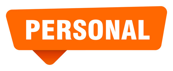 personal sticker. personal orange sign isolated on transpatent background