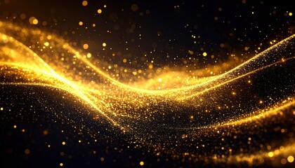 Obraz premium Abstract golden wave glitter background with luxury, sparkle, and bokeh.