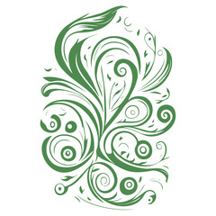 royal swirls flower illustration green
