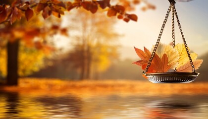 Balance Scale With Falling Leaves