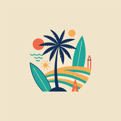 Obraz premium Tropical Vibes: Summer Beach Illustration