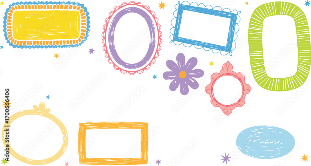 Poster vector art of colorful doodle frames with various shapes