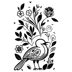 bird flower illustration sketch hand draw