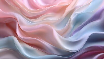 Fototapeta premium Abstract Image With Soft Wavy Shapes Where Pastel Colors Smoothly Transition Into Each Other Creating The Effect Of Moving Fabric Generative Ai