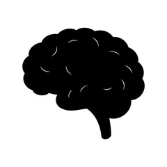Black silhouette of a human brain depicting intelligence and cognitive function