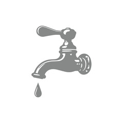Water Tap with Dripping Water Design Illustration