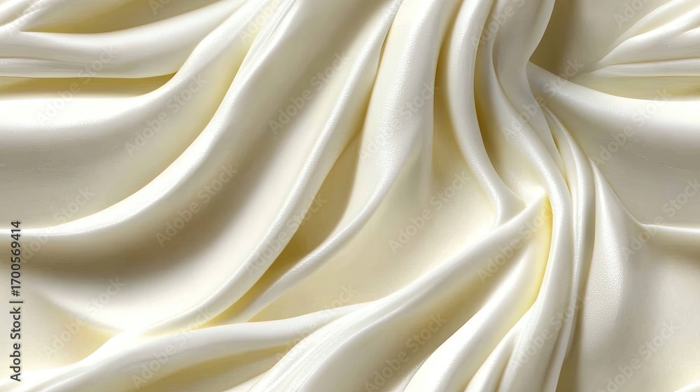 Aufkleber the smooth and soft white fabric cascades gently, displaying rhythmic waves and folds under warm nat