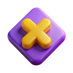 Obraz premium 3d transparent purple square with yellow x icon