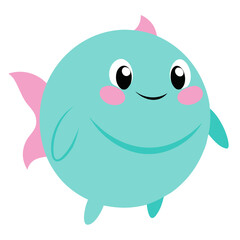 Cute and cheerful cartoon fish illustration with bright colors for children related designs