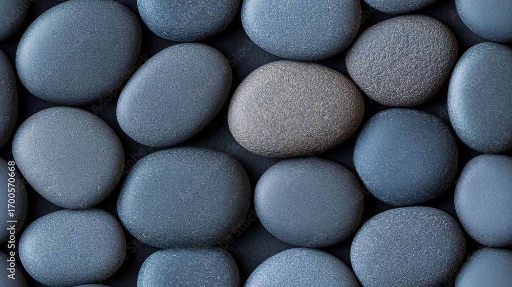 Poster a collection of smooth gray pebbles with hints of color creates a visually appealing texture ideal f