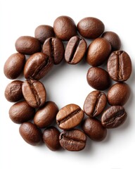 Naklejka premium Coffee beans arranged in a circle
