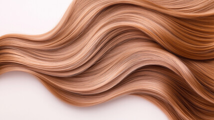 Flowing wavy hair strands in soft shades of light brown  