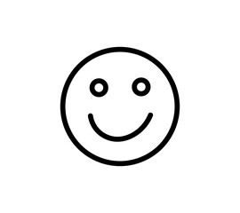 Black outlined smiley face emoji icon minimal design for stickers, posters, social media graphics, and UI elements
