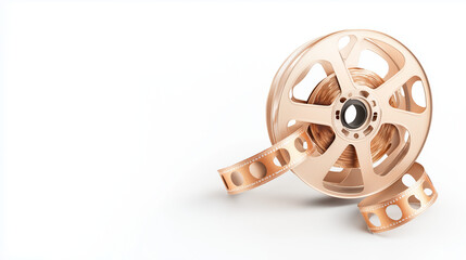 Obraz premium Vintage film reel with film strip on white background 
