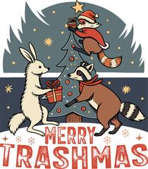 MERRY TRASHMAS TYPHOGRAPHY T-SHIRT DESIGN