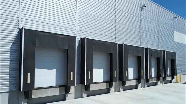 Warehouse Loading Docks with Closed Bay Doors