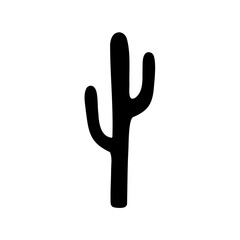 Simple black and white vector illustration of a cartoon saguaro cactus