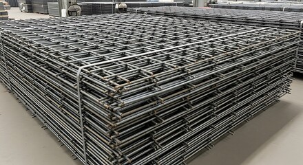 Stack of Welded Wire Mesh Sheets for Construction.