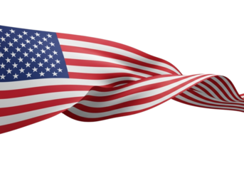 American flag waving isolated on transparent background