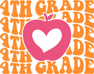 4th Grade Fourth Grade back to school typography clip art design on plain white transparent isolated background for card, shirt, hoodie, sweatshirt, apparel, tag, mug, icon, poster or badge