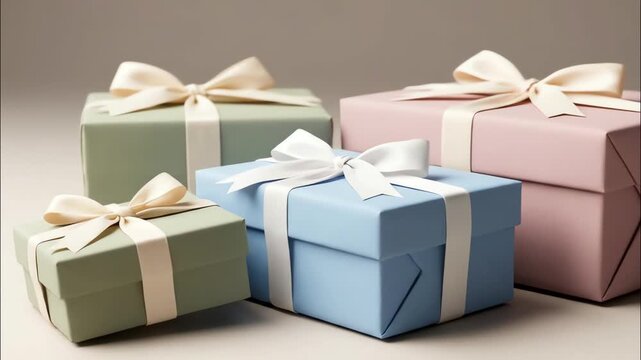 Gift Boxes with Ribbons in Soft Pastel Colors