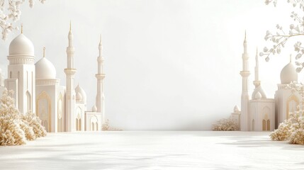 White mosque scene background